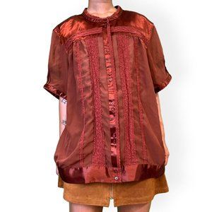 Rusty copper prairie button up top by Lane Bryant